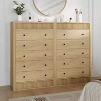 Coolmee Commode Haute 5 Tiroirs pour Chambre, Commode Cannelée de 80 cm de Large, Armoire de Rangement en Bois Moderne pour Chambre d'Enfant, Couloir, Salon