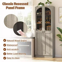Besiost Armoire de Cuisine Haute 80 cm avec Portes en Verre Trempé, Étagère Indépendante avec Étagères