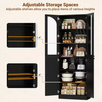 Besiost Armoire de Cuisine Haute 80 cm avec Portes en Verre Trempé, Étagère Indépendante avec Étagères