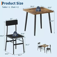 Petit ensemble table à manger pour 2, ensemble table de cuisine 3 pièces avec 2 chaises rembourrées, table de petit-déjeuner pour petit espace, salle à manger, appartement, restaurant