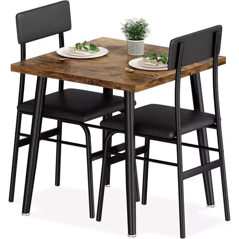 Petit ensemble table à manger pour 2, ensemble table de cuisine 3 pièces avec 2 chaises rembourrées, table de petit-déjeuner pour petit espace, salle à manger, appartement, restaurant