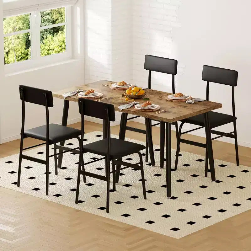 Petit ensemble table à manger pour 2, ensemble table de cuisine 3 pièces avec 2 chaises rembourrées, table de petit-déjeuner pour petit espace, salle à manger, appartement, restaurant
