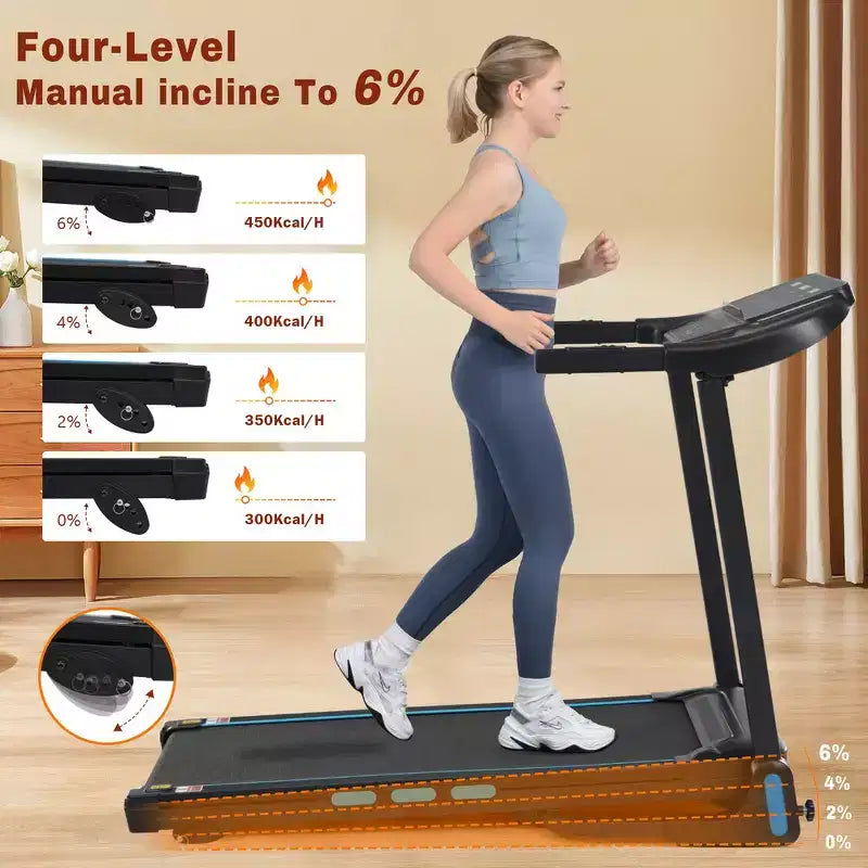 Whisen Tapis roulants pliables, équipement d'exercice à domicile avec inclinaison, capacité 350 LBS - Noir