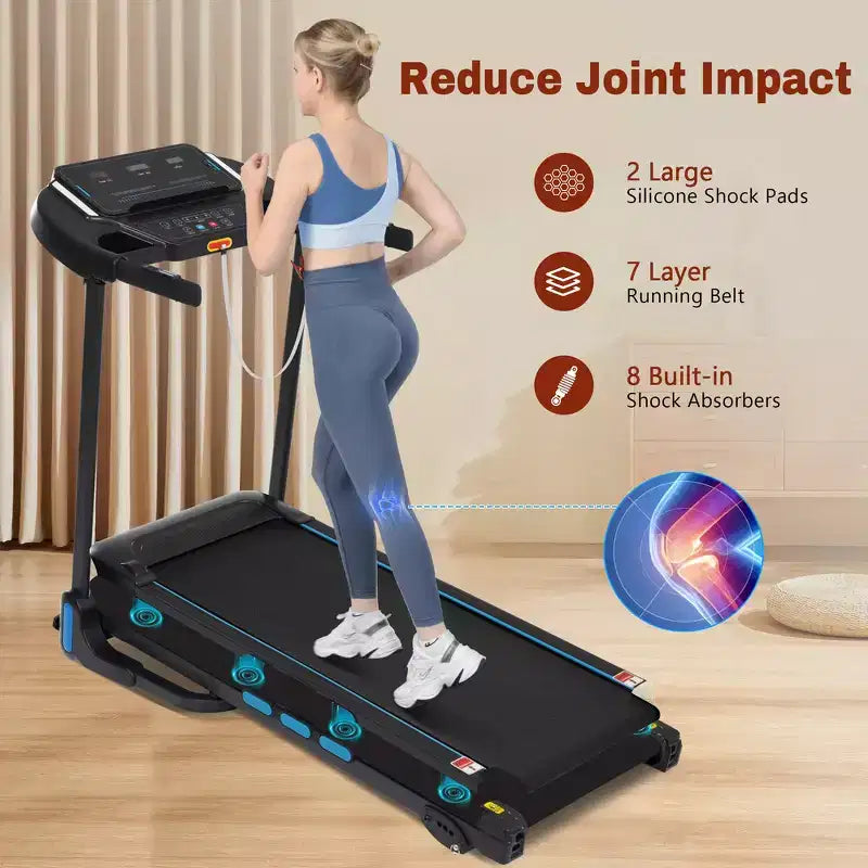 Whisen Tapis roulants pliables, équipement d'exercice à domicile avec inclinaison, capacité 350 LBS - Noir