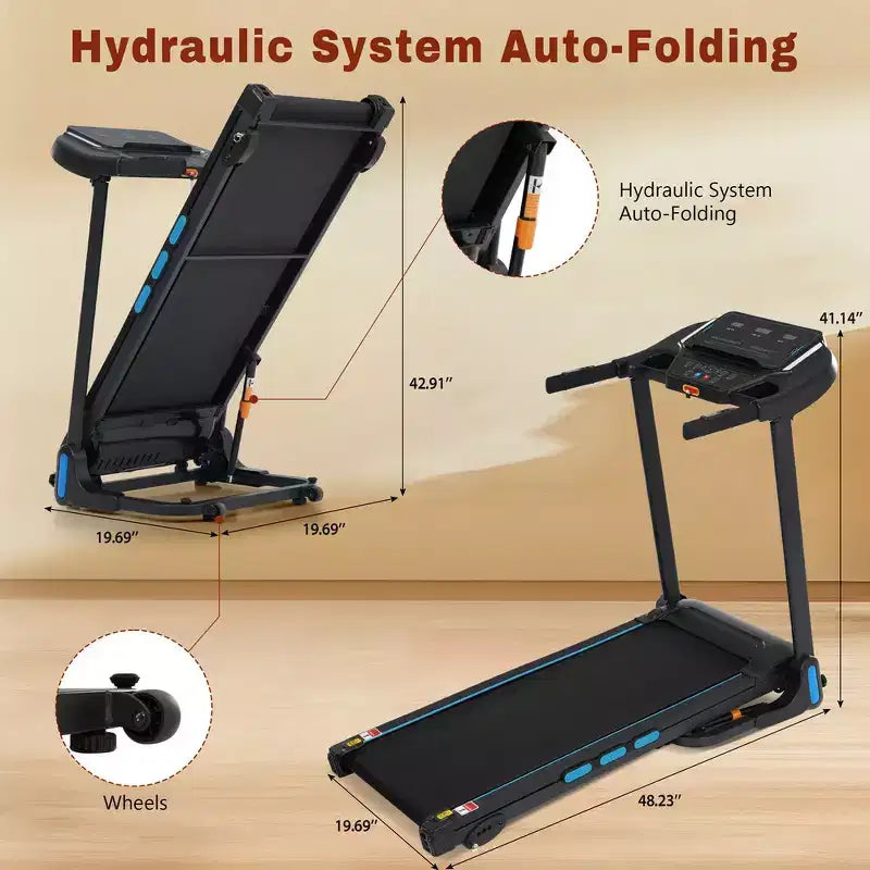 Whisen Tapis roulants pliables, équipement d'exercice à domicile avec inclinaison, capacité 350 LBS - Noir