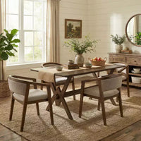 Ensemble de salle à manger Christopher Knight Home Simon 5 pièces en bois d'hévéa de style milieu de siècle avec chaises rembourrées en tissu bouclé