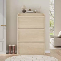Meuble à chaussures à abattants avec 3 portes et étagère réglable, rangement en bois pour entrée et salon