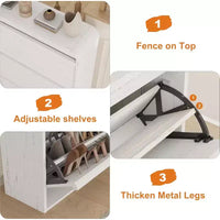 Meuble à chaussures à abattants avec 3 portes et étagère réglable, rangement en bois pour entrée et salon