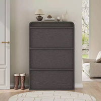 Meuble à chaussures à abattants avec 3 portes et étagère réglable, rangement en bois pour entrée et salon