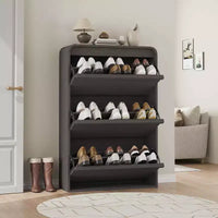 Meuble à chaussures à abattants avec 3 portes et étagère réglable, rangement en bois pour entrée et salon
