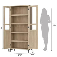 Armoire de rangement haute, Meuble de rangement de cuisine, Armoire de salle de bain à 5 niveaux avec 4 portes et étagères réglables pour cuisine, salle à manger, salle de bain