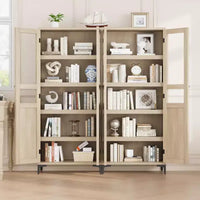 Armoire de rangement haute, Meuble de rangement de cuisine, Armoire de salle de bain à 5 niveaux avec 4 portes et étagères réglables pour cuisine, salle à manger, salle de bain