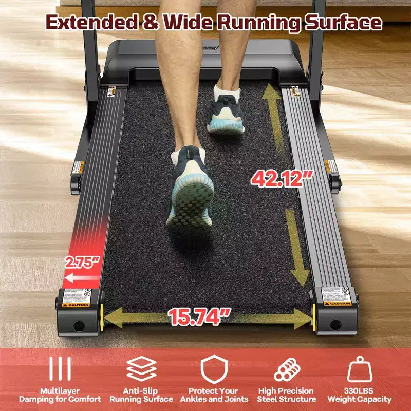 Vente de tapis de course inclinable : Inclinaison manuelle à 3 niveaux de 12 %, capacité de 150 kg avec connectivité APP Bluetooth, tapis de course pliable pour la maison/le petit bureau