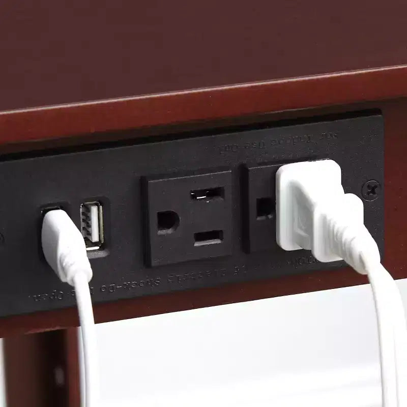 Table d'appoint étroite The Lakeside Collection avec station de recharge - Ports USB et prises -