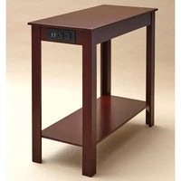 Table d'appoint étroite The Lakeside Collection avec station de recharge - Ports USB et prises -