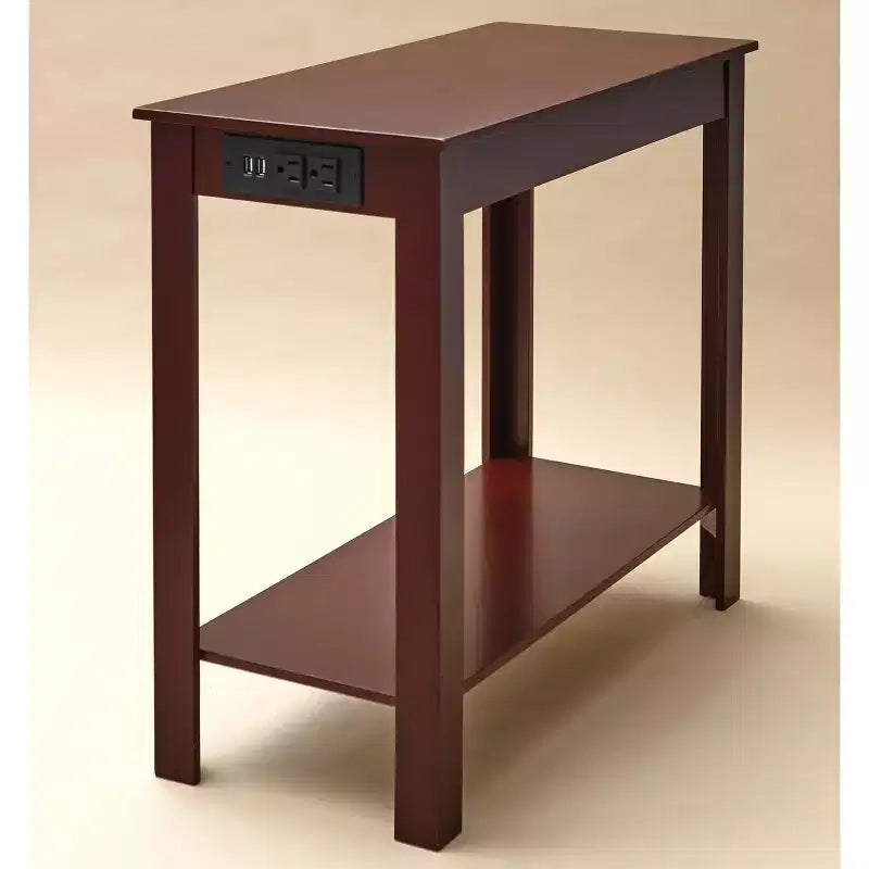 Table d'appoint étroite The Lakeside Collection avec station de recharge - Ports USB et prises -