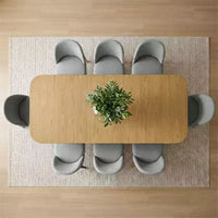 Ensemble de salle à manger 9 pièces pour 8 personnes, table à tréteaux extensible avec chaises rembourrées aux pieds en bois massif-Panipeachy