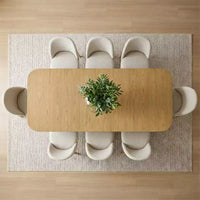 Ensemble de salle à manger 9 pièces pour 8 personnes, table à tréteaux extensible avec chaises rembourrées aux pieds en bois massif-Panipeachy