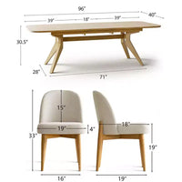 Ensemble de salle à manger 9 pièces pour 8 personnes, table à tréteaux extensible avec chaises rembourrées aux pieds en bois massif-Panipeachy