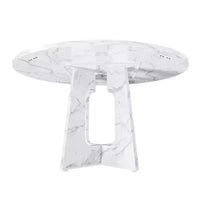 Table à manger ronde de 47 pouces pour 4 personnes, table de ferme en MDF avec finition marbre blanc, capacité de 300 lb, assemblage facile pour salle à manger, cuisine, salon