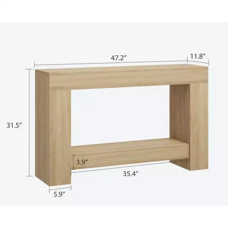 Table console style ferme 47 po, table d'entrée et console 2 niveaux avec rangement ouvert pour salon, couloir et décoration de hall