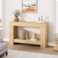 Table console style ferme 47 po, table d'entrée et console 2 niveaux avec rangement ouvert pour salon, couloir et décoration de hall