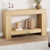 Table console style ferme 47 po, table d'entrée et console 2 niveaux avec rangement ouvert pour salon, couloir et décoration de hall