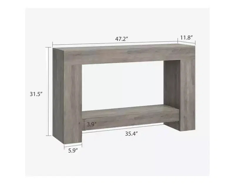 Table console style ferme 47 po, table d'entrée et console 2 niveaux avec rangement ouvert pour salon, couloir et décoration de hall