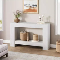 Table console style ferme 47 po, table d'entrée et console 2 niveaux avec rangement ouvert pour salon, couloir et décoration de hall