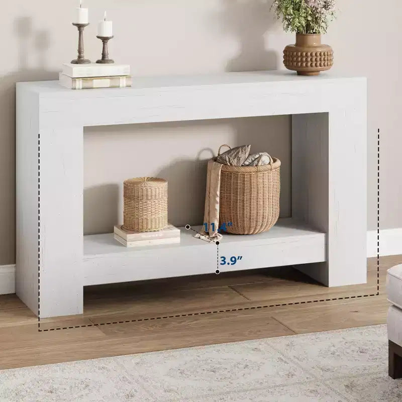 Table console style ferme 47 po, table d'entrée et console 2 niveaux avec rangement ouvert pour salon, couloir et décoration de hall