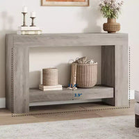 Table console style ferme 47 po, table d'entrée et console 2 niveaux avec rangement ouvert pour salon, couloir et décoration de hall