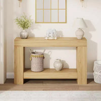 Table console style ferme 47 po, table d'entrée et console 2 niveaux avec rangement ouvert pour salon, couloir et décoration de hall