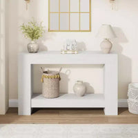 Table console style ferme 47 po, table d'entrée et console 2 niveaux avec rangement ouvert pour salon, couloir et décoration de hall