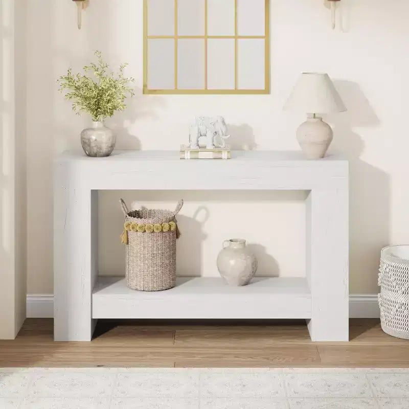 Table console style ferme 47 po, table d'entrée et console 2 niveaux avec rangement ouvert pour salon, couloir et décoration de hall