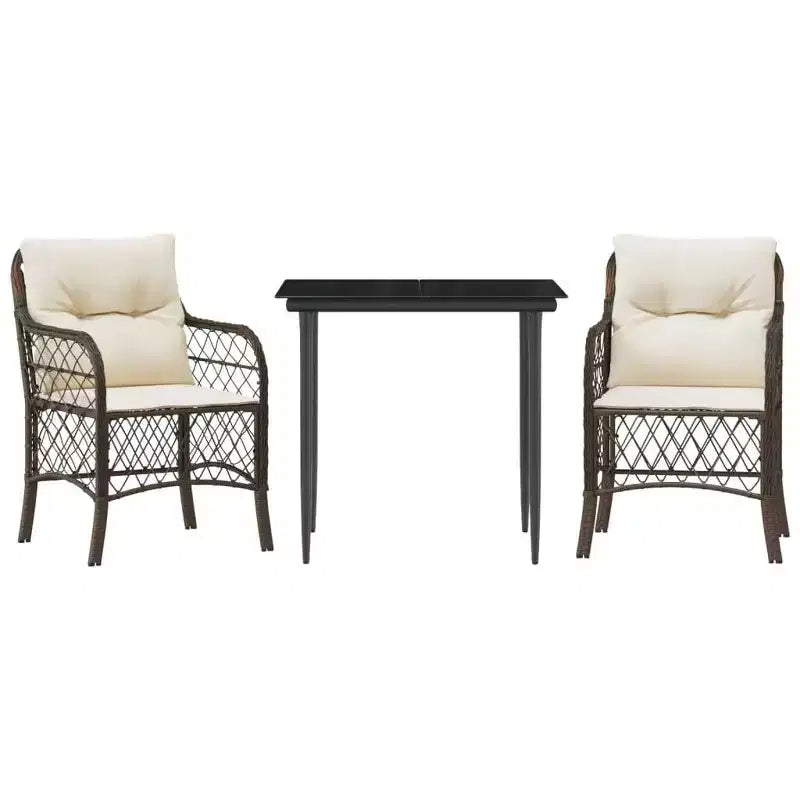 Ensemble de bistro 2 places en résine tressée avec coussins vidaXL - Mobilier de salle à manger d'extérieur moderne