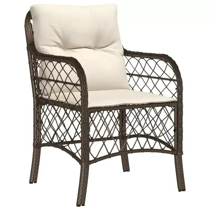 Ensemble de bistro 2 places en résine tressée avec coussins vidaXL - Mobilier de salle à manger d'extérieur moderne