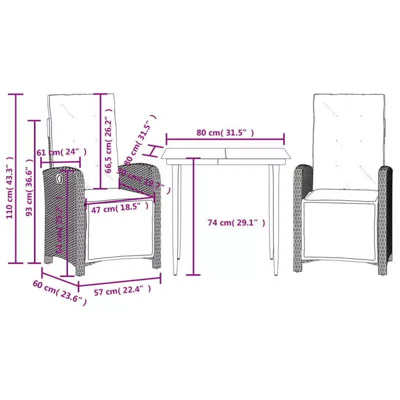vidaXL Ensemble de salle à manger de jardin moderne avec coussins en résine tressée poly