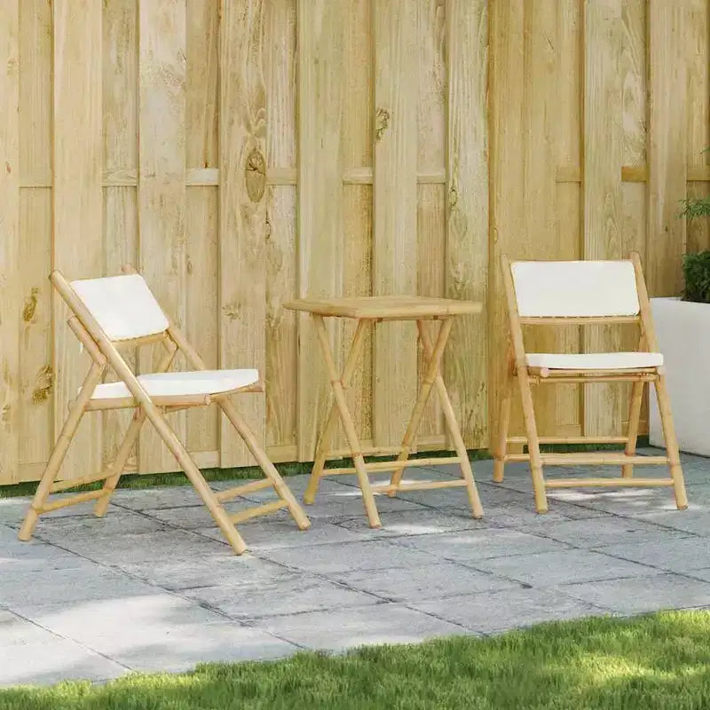 vidaXL Ensemble de bistro pliant en bambou avec coussins