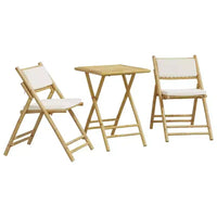 vidaXL Folding Bistro Set with Bamboo and Cushions