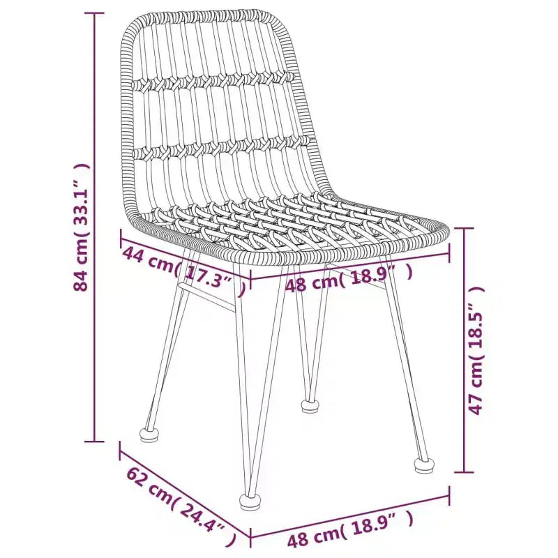 vidaXL Ensemble bistro - Table et chaises de patio, balcon, extérieur, aspect rotin 5 pièces