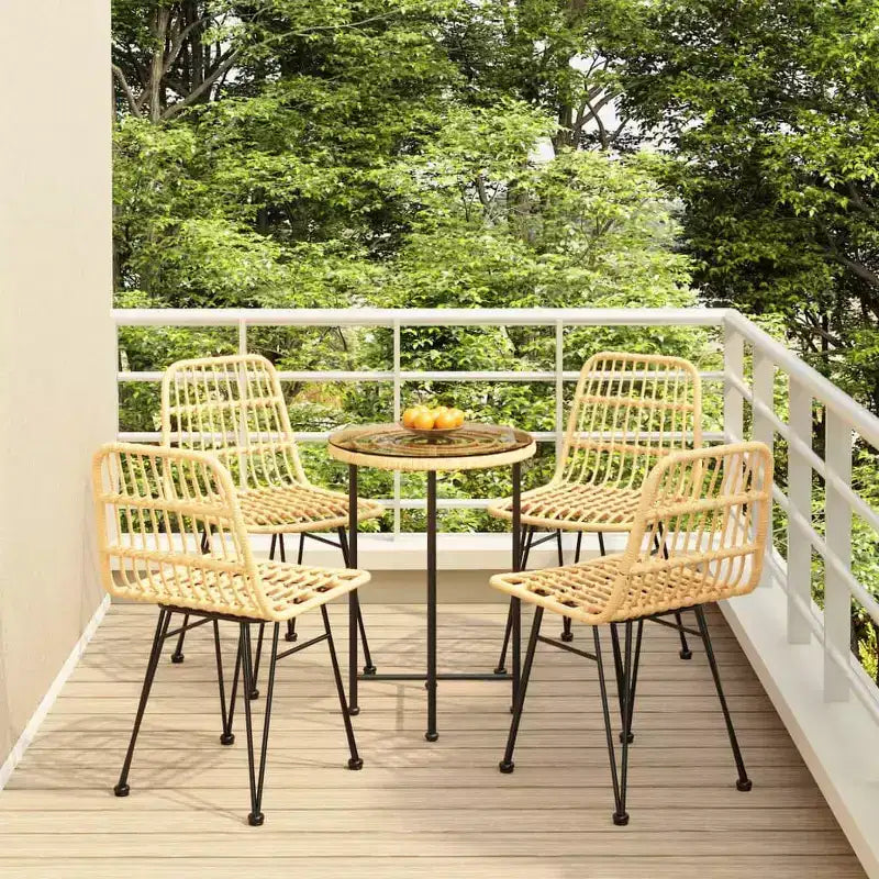 vidaXL Ensemble bistro - Table et chaises de patio, balcon, extérieur, aspect rotin 5 pièces