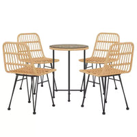 vidaXL Ensemble bistro - Table et chaises de patio, balcon, extérieur, aspect rotin 5 pièces
