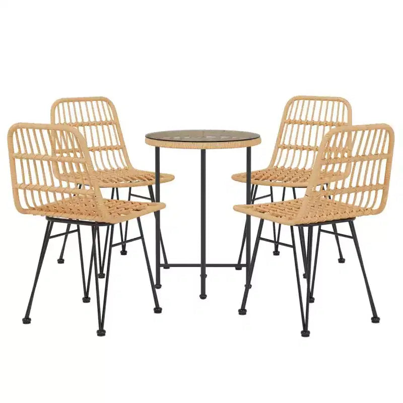 vidaXL Ensemble bistro - Table et chaises de patio, balcon, extérieur, aspect rotin 5 pièces