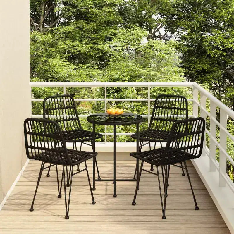 vidaXL Ensemble bistro - Table et chaises de patio, balcon, extérieur, aspect rotin 5 pièces