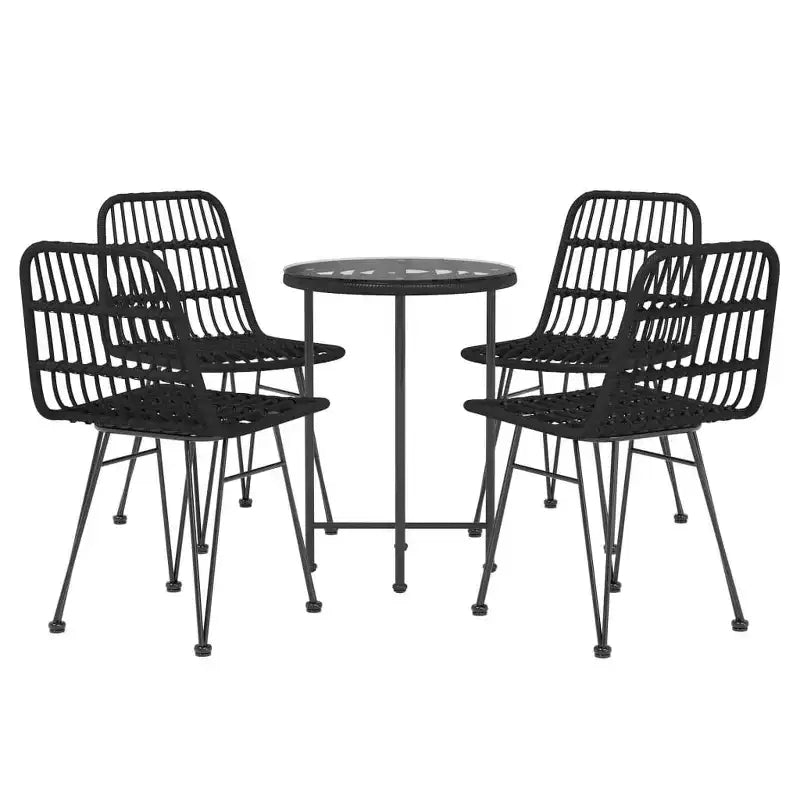 vidaXL Ensemble bistro - Table et chaises de patio, balcon, extérieur, aspect rotin 5 pièces