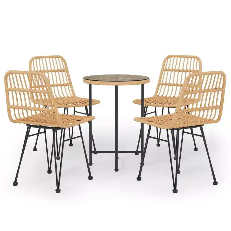 vidaXL Ensemble bistro - Table et chaises de patio, balcon, extérieur, aspect rotin 5 pièces