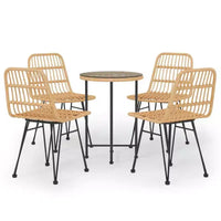 vidaXL Ensemble bistro - Table et chaises de patio, balcon, extérieur, aspect rotin 5 pièces