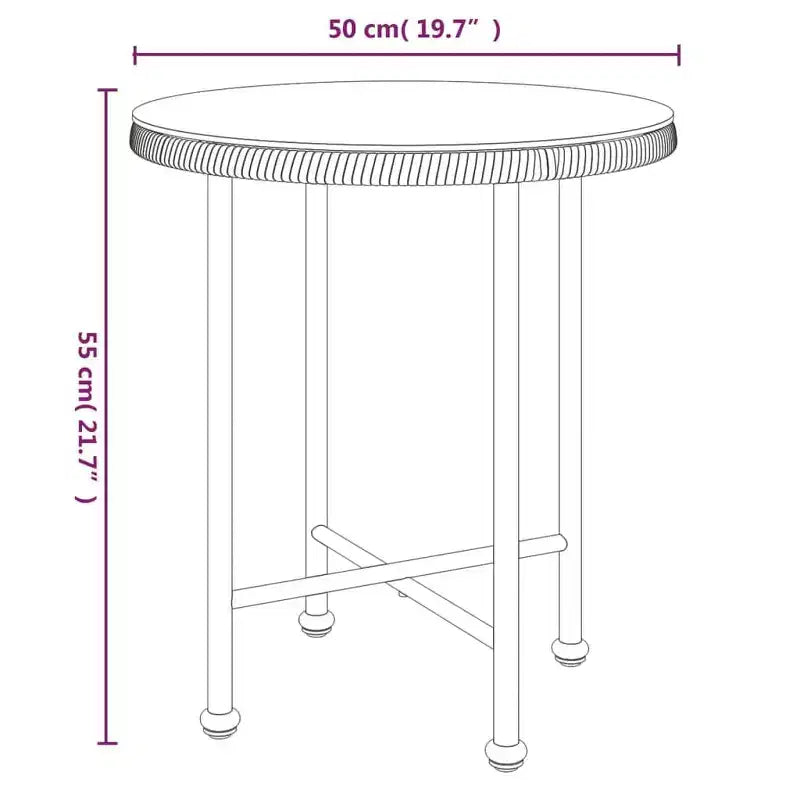 vidaXL Ensemble bistro de terrasse extérieure et balcon, table et chaises aspect rotin, 3 pièces
