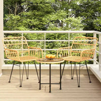 vidaXL Ensemble bistro de terrasse extérieure et balcon, table et chaises aspect rotin, 3 pièces