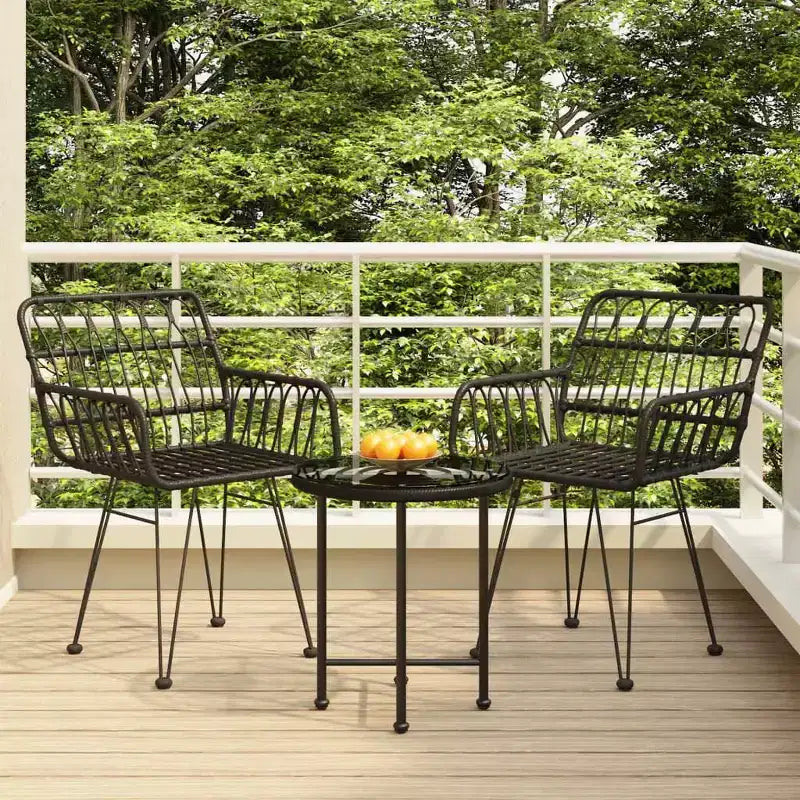 vidaXL Ensemble bistro de terrasse extérieure et balcon, table et chaises aspect rotin, 3 pièces